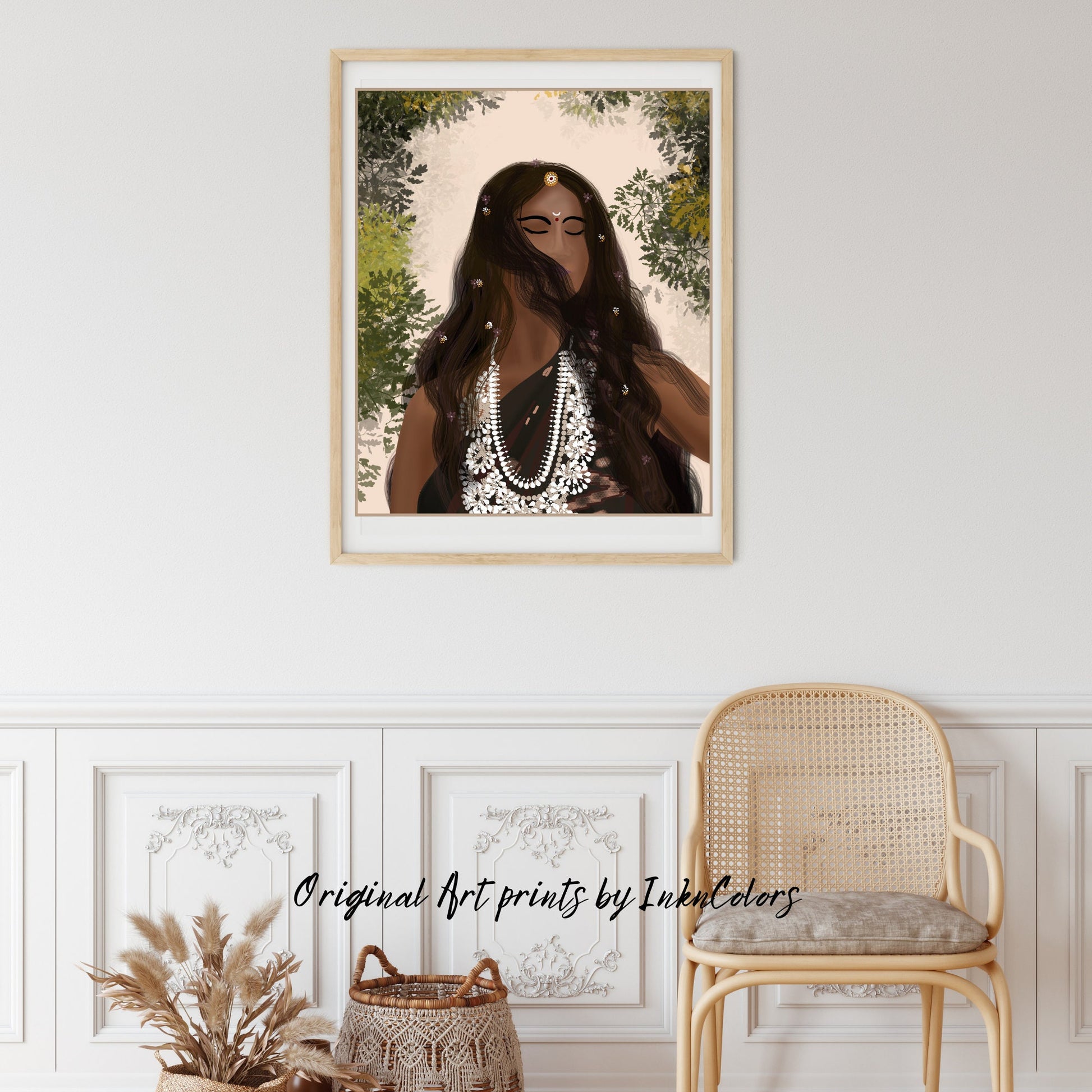 Woman enjoying the wind, Digital Painting, South Asian Bride Art, Brown Girl, Modern Indian Female Art,Desi Art,Indian home decor,Printable