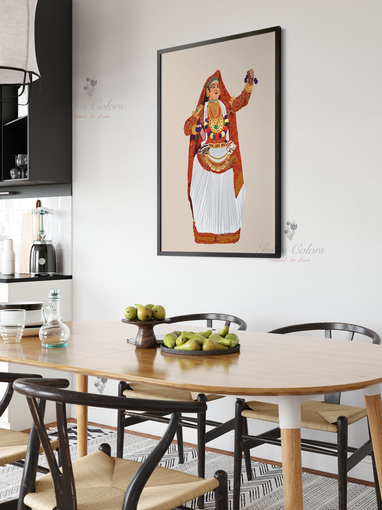 Kathakali painting 3, Indian Dance art,Wall Decor,Desi Art Print,Drawing,Retro Poster,Digital Illustration, Classical dance, Kerela