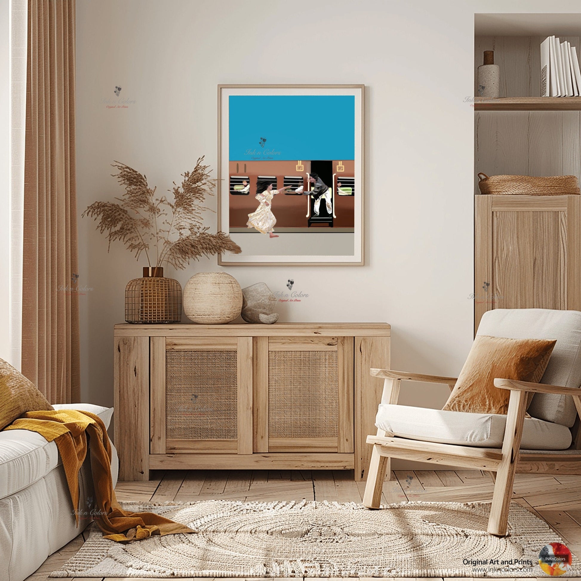 Bollywood Art-Dilwale Dulhaniya le Jayenge,Train scene,DDLJ Movie Poster,Indian Films,Desi gift Art Print,Retro film Poster,UNFRAMED Print 3