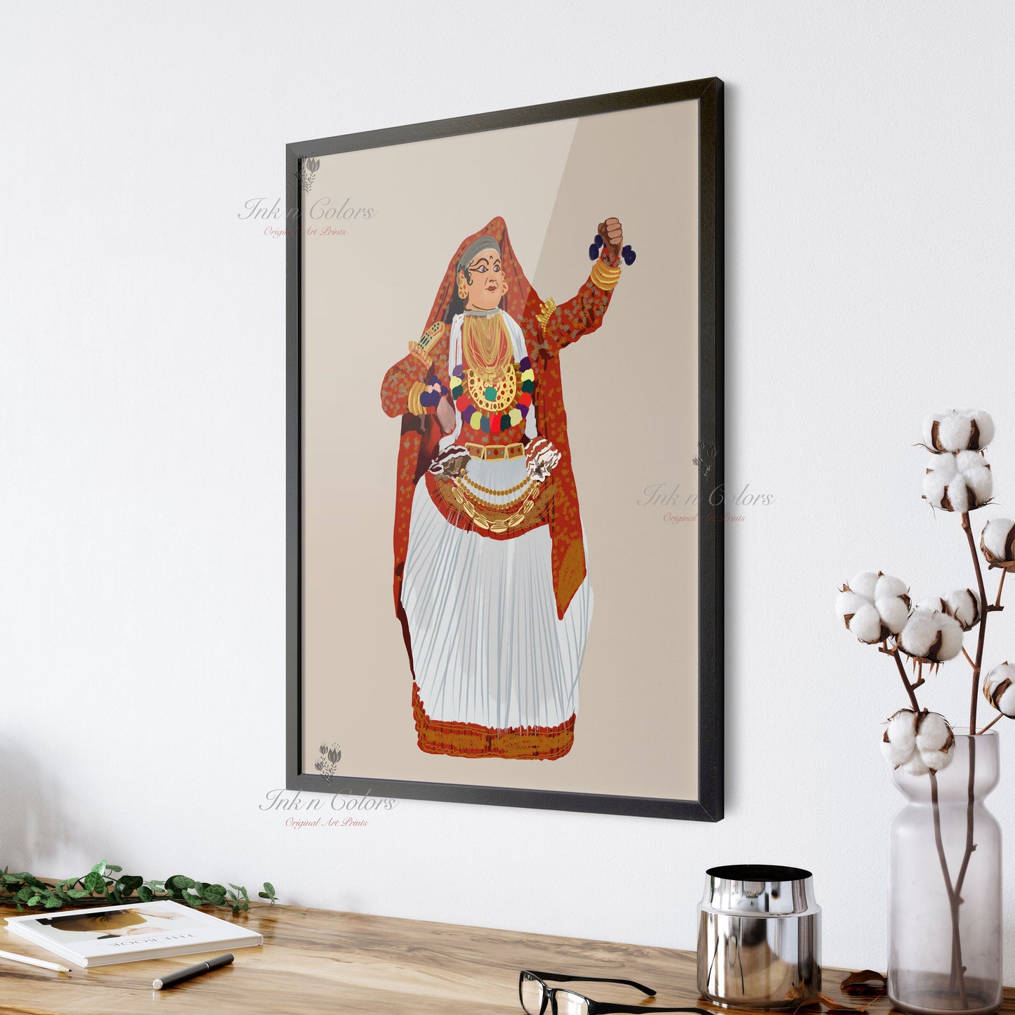 Kathakali painting 3, Indian Dance art,Wall Decor,Desi Art Print,Drawing,Retro Poster,Digital Illustration, Classical dance, Kerela