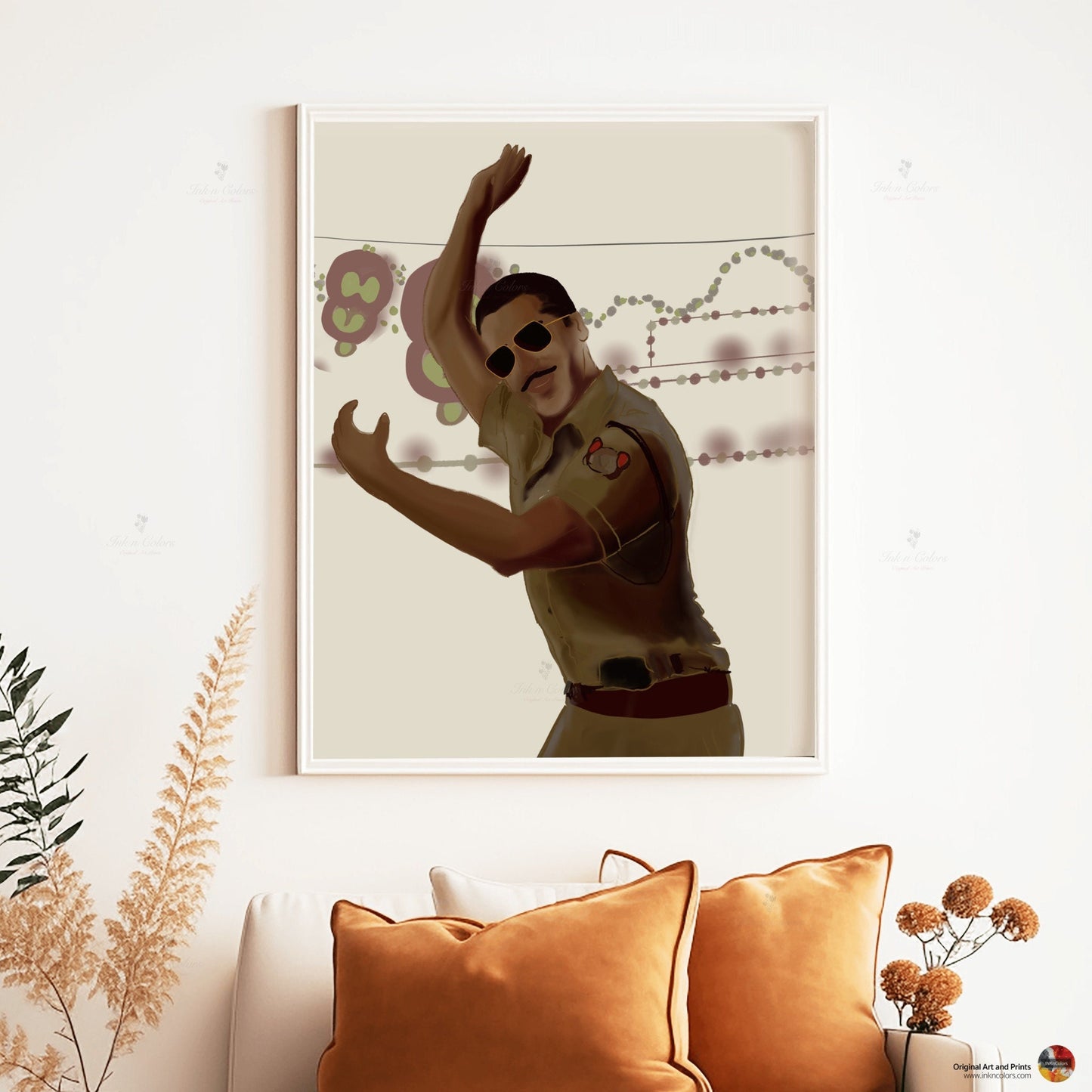 Bollywood Art,Dabangg,Movie Poster,Indian Films,Wall Decor,Desi Art Print,Drawing,Retro Poster,Vintage film Poster,UNFRAMED Art Print
