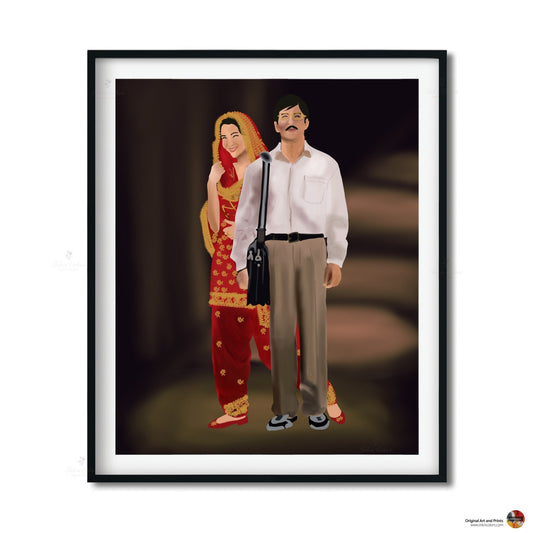 Bollywood Art,Rab Ne Bana Di Jodi,Movie Poster,Indian Films,Wall Decor,Desi Art Print,Drawing,Vintage film Poster,UNFRAMED Art Print