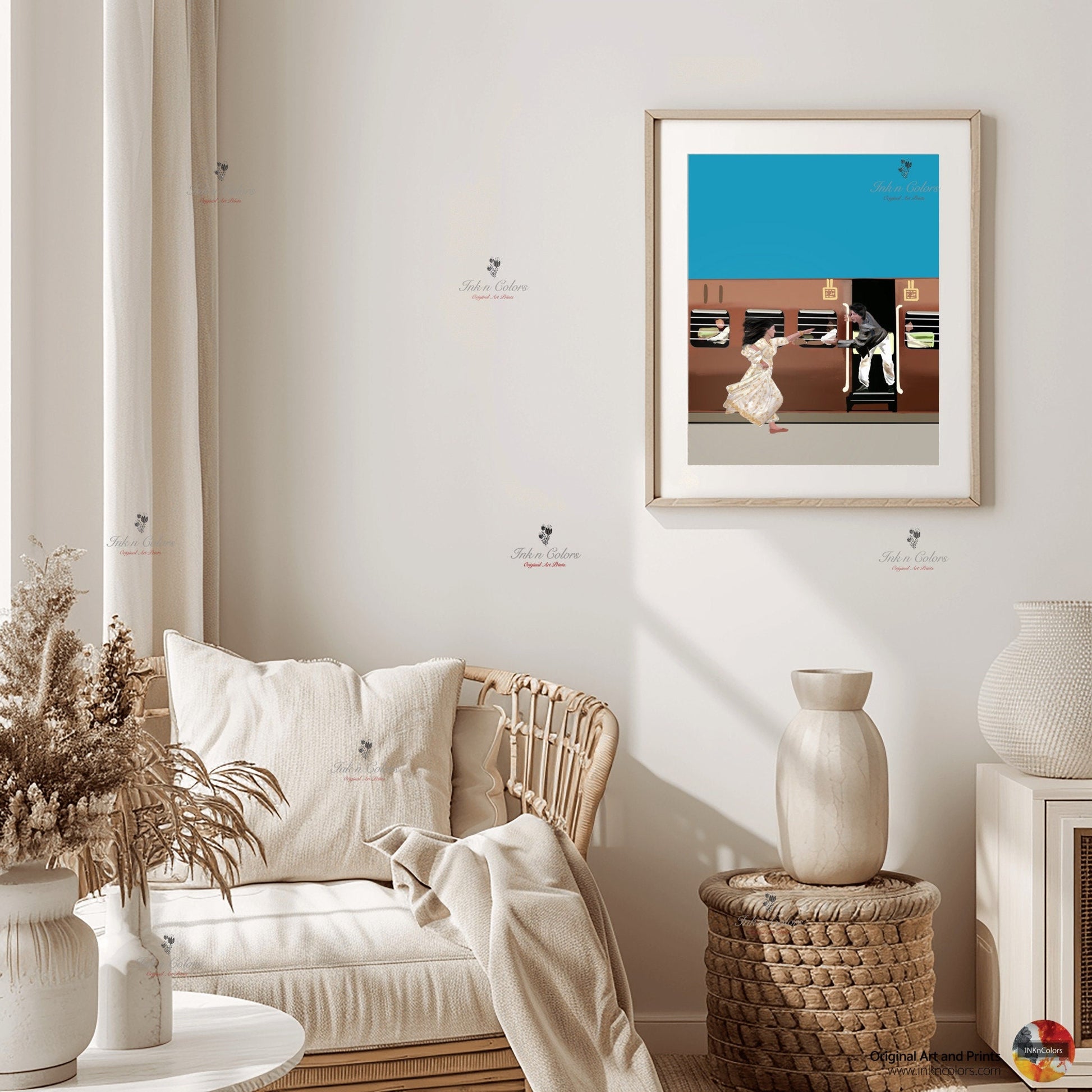 Bollywood Art-Dilwale Dulhaniya le Jayenge,Train scene,DDLJ Movie Poster,Indian Films,Desi gift Art Print,Retro film Poster,UNFRAMED Print 3