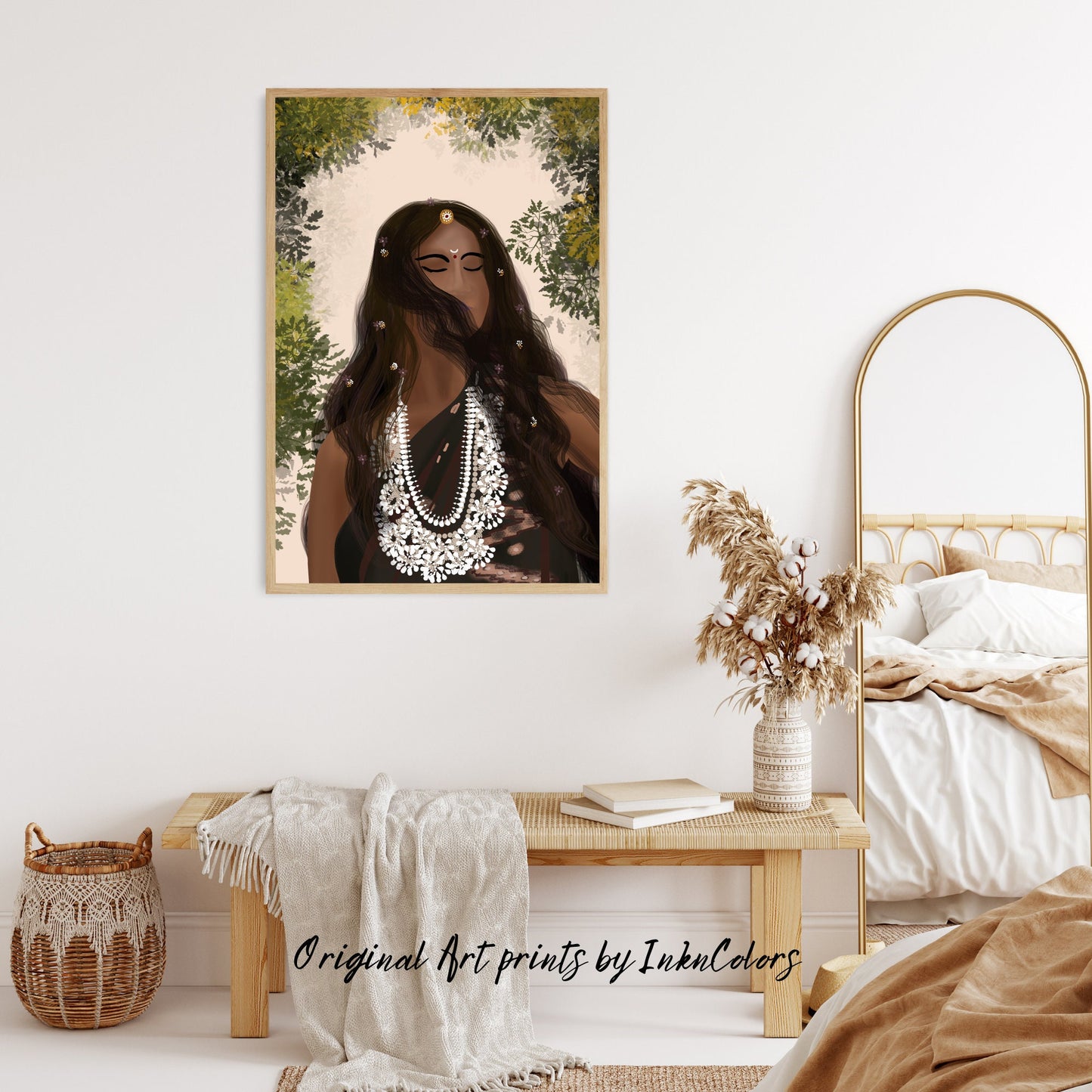 Woman enjoying the wind, Digital Painting, South Asian Bride Art, Brown Girl, Modern Indian Female Art,Desi Art,Indian home decor,Printable