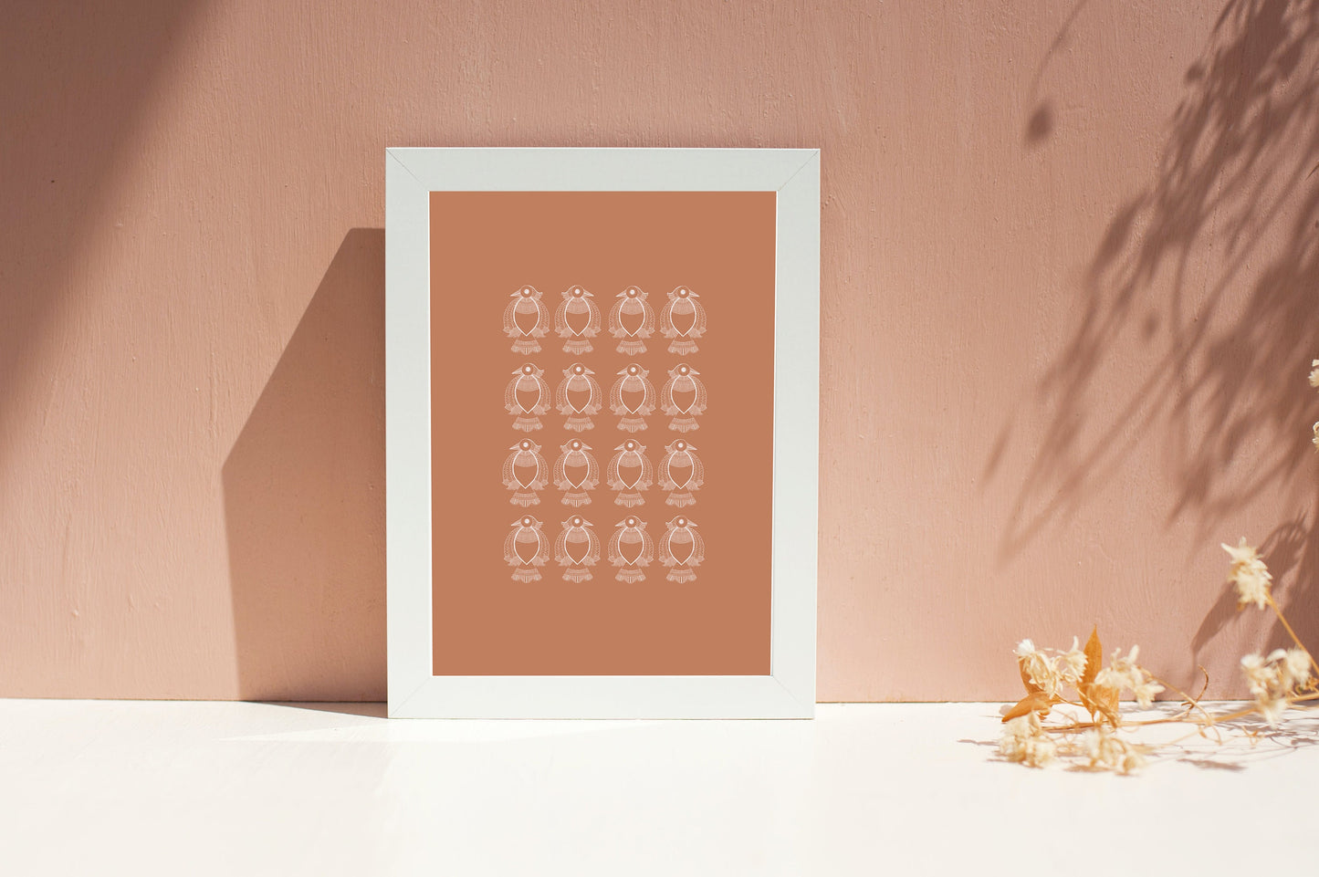 Indian Birds Folk Art  | Terracotta |Mid Century Modern|Boho Home |High Quality Wall Decor| Art Print | Instant | Drawing | minimalistic