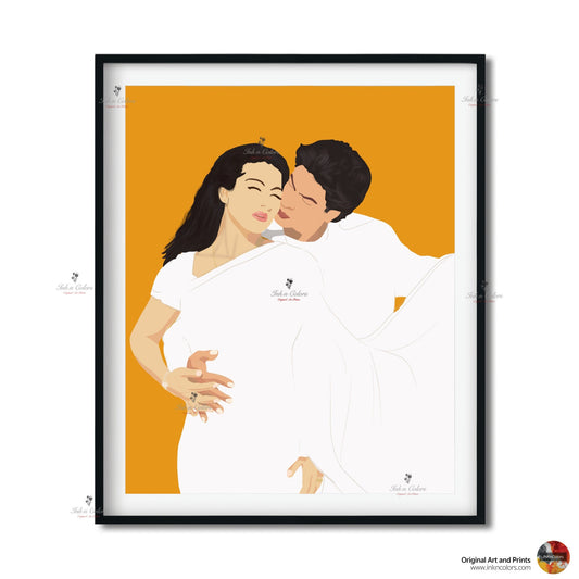 Bollywood Art,Dilwale,Movie Poster,Indian Films,Wall Decor,Desi filmArt Print,Drawing,Retro Poster,Vintage film Poster,UNFRAMED Art Print