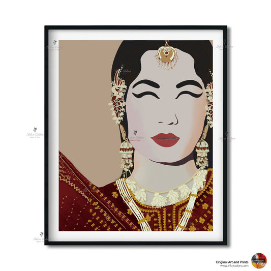 Bollywood Art,Pakeezah,Meena Kumari, Movie Poster,Indian Films,Wall Decor,Desi Art Print,Drawing,Vintage film Poster,UNFRAMED Art Print