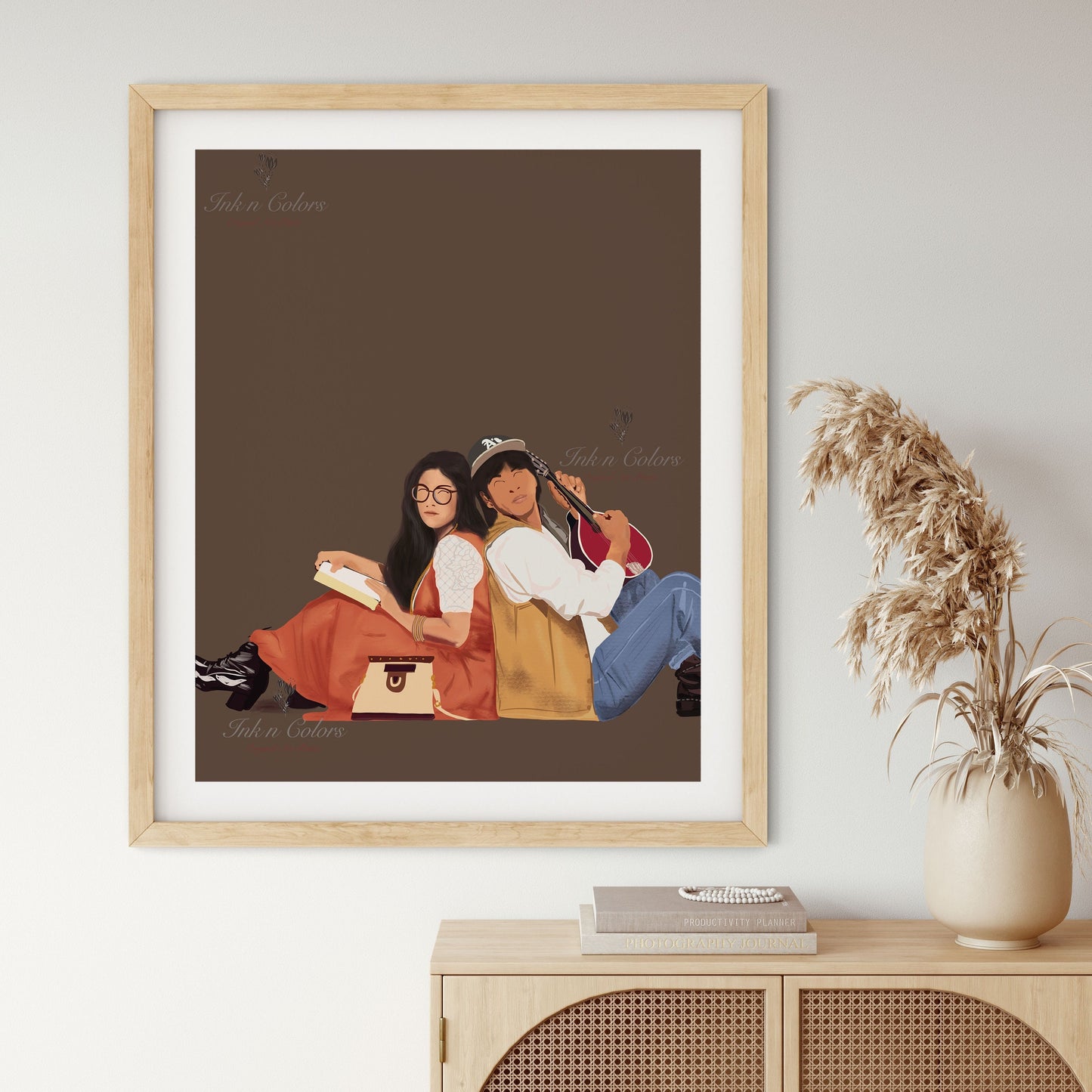 Bollywood Art,DDLJ 1,Movie Poster,Indian Films,Wall Decor,Desi Art Print,Drawing,Retro,Vintage film Poster,UNFRAMED Art Print