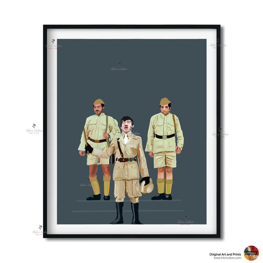 Bollywood Art-Asrani,Movie Poster,Indian Films,Wall Decor,Desi Art Print,Drawing,Retro Poster,Vintage film Poster,UNFRAMED Art Print