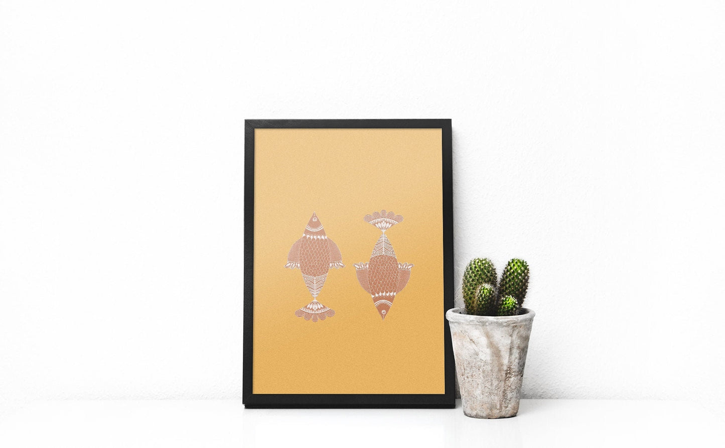 Indian Madhubani fish art | Terracotta | India traditional folk art |High Quality Wall Decor| Art Print | Instant | Drawing | minimalistic