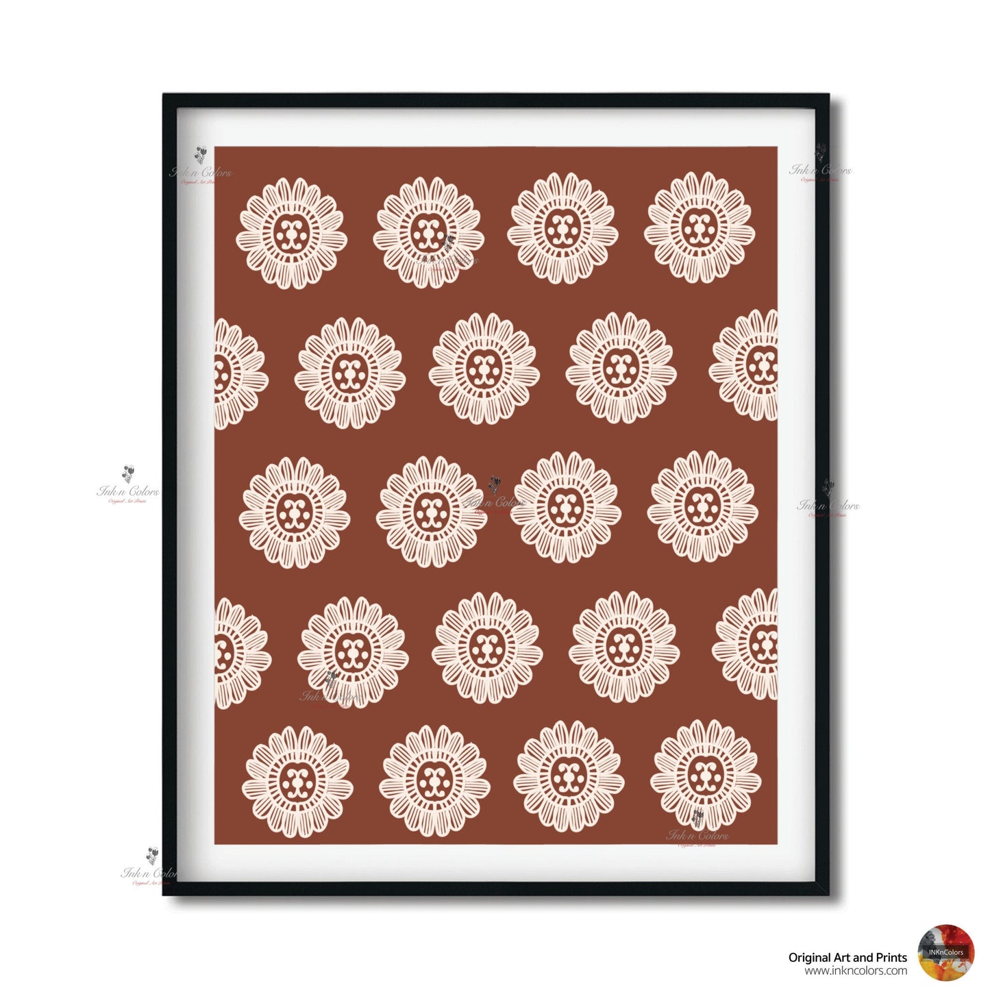 Floral wall art,Terracotta Artwork,Madhubani, India Poster,Printable art ,flower wall art,illustration,India Art work,Folk art painting