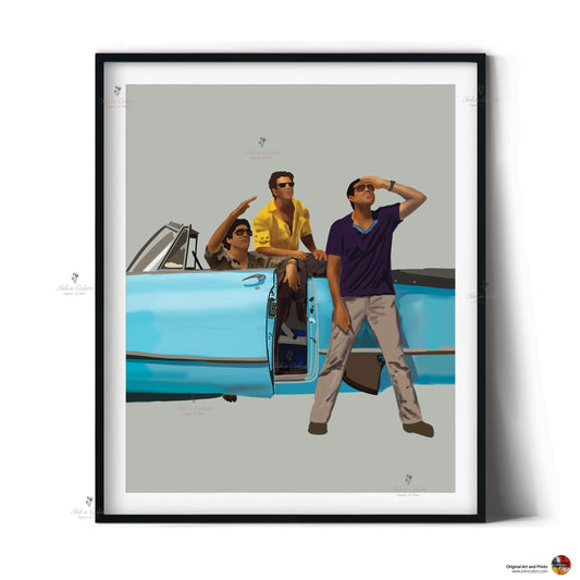 Bollywood Art,ZNMD,Movie Poster,Indian Films,Wall Decor,Desi Art Print,Drawing,Retro Poster,Vintage film Poster,UNFRAMED Art Print