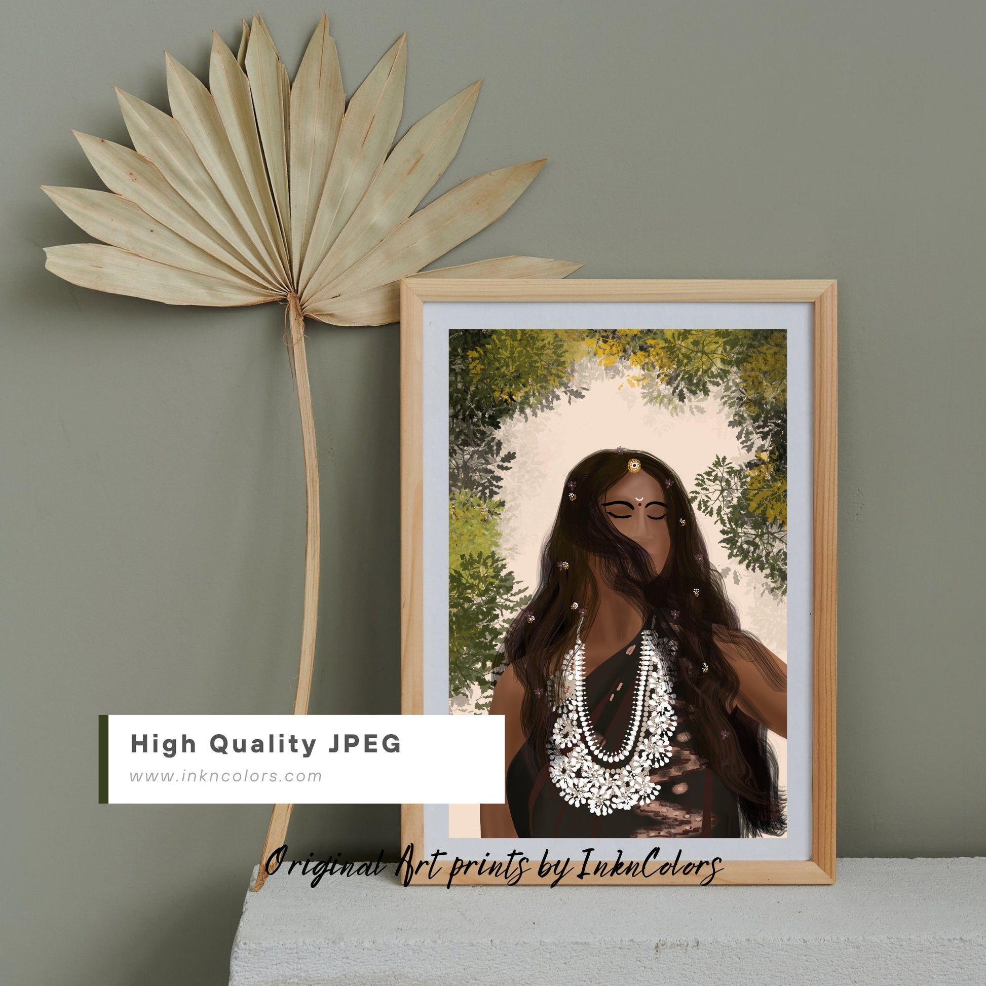 Woman enjoying the wind, Digital Painting, South Asian Bride Art, Brown Girl, Modern Indian Female Art,Desi Art,Indian home decor,Printable