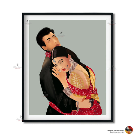 Bollywood Art,Hum Dil De Chuke Sanam,Movie Poster,Indian Films,Wall Decor,Desi Art Print,Drawing,Vintage film Poster,UNFRAMED Art Print