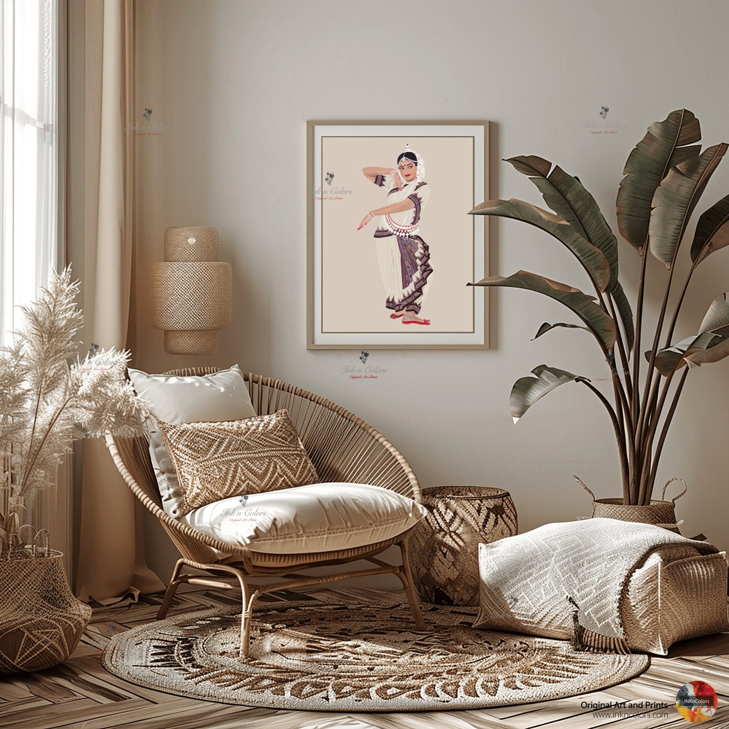 Indian Odissi Dancer wall art, Indian Dance art,Wall Decor,Desi Art Print,Drawing,costume,Saree,Digital Illustration,Classical dance, Odisha