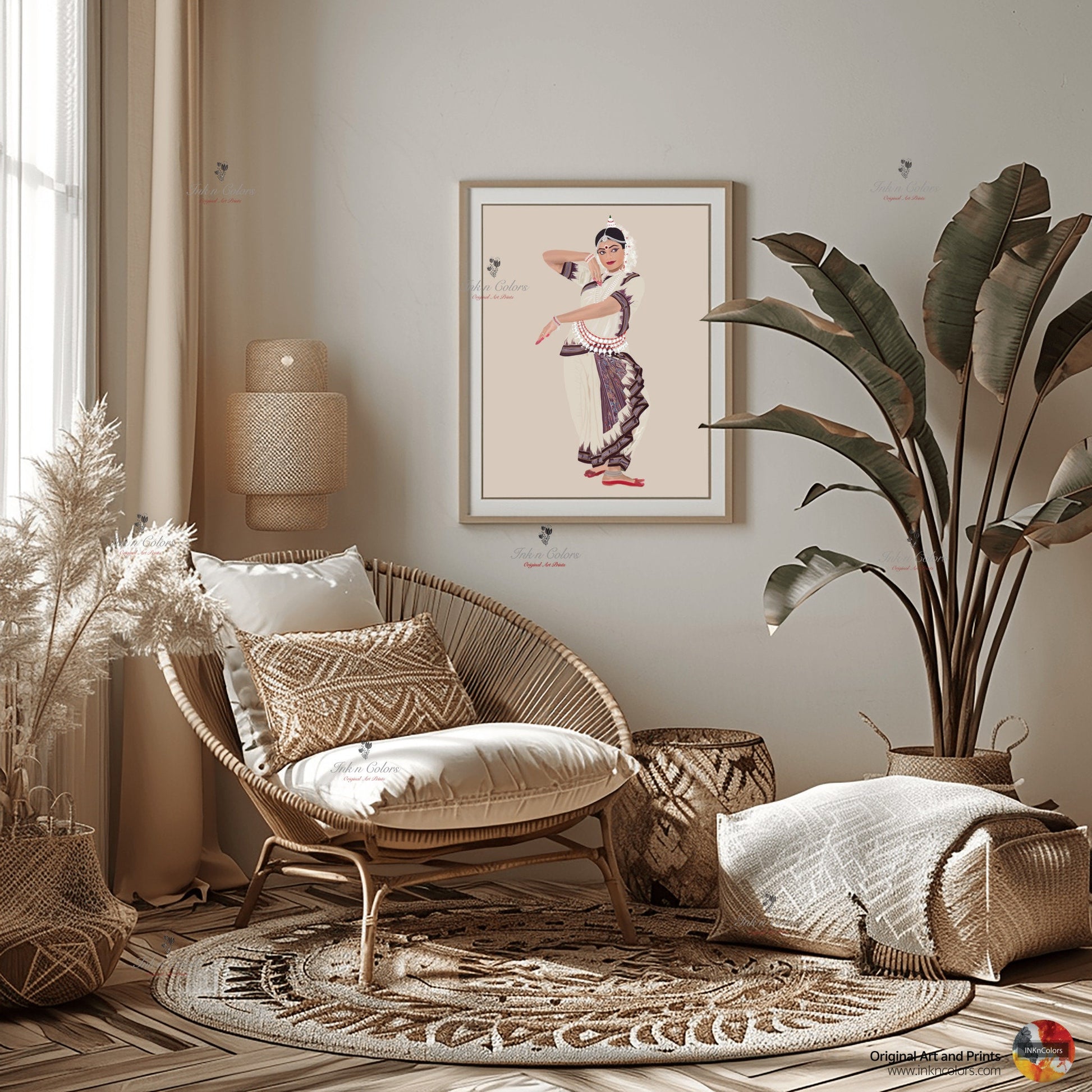 Indian Odissi Dancer wall art, Indian Dance art,Wall Decor,Desi Art Print,Drawing,costume,Saree,Digital Illustration,Classical dance, Odisha