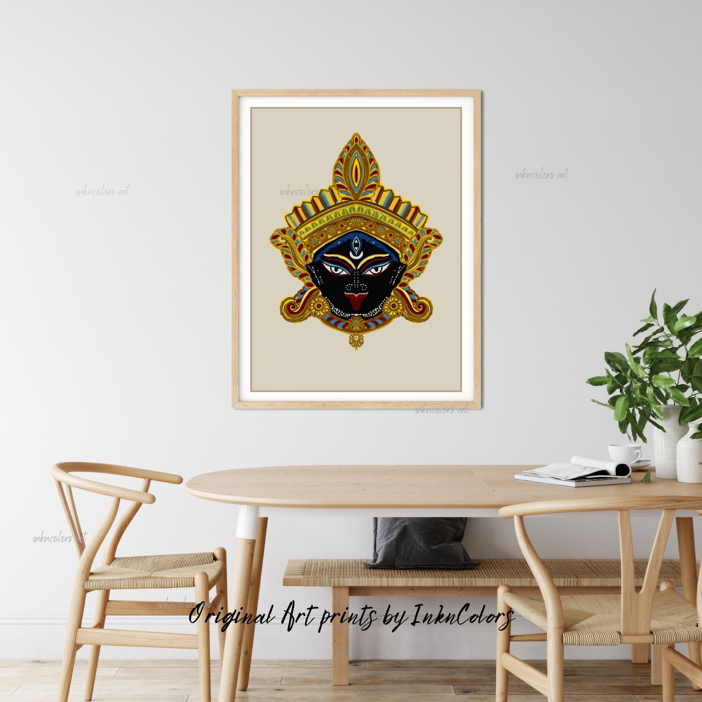 Hindu goddess Kali, Nazar battu, South Asian Art, Bengali art,Brown Girl, Modern Indian Female Art,Desi Art,Indian home decor,Printable art