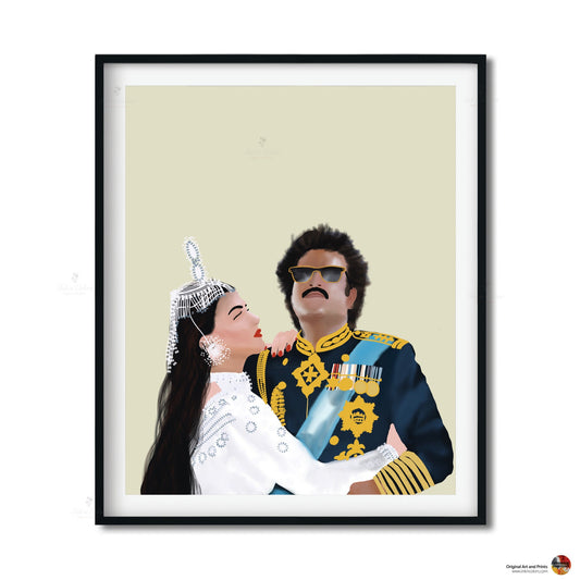 Bollywood Art,Rajinikanth,Movie Poster,Indian Films,Wall Decor,Desi Art Print,Drawing,Vintage film Poster,UNFRAMED Art Print,Thalaivar,#1