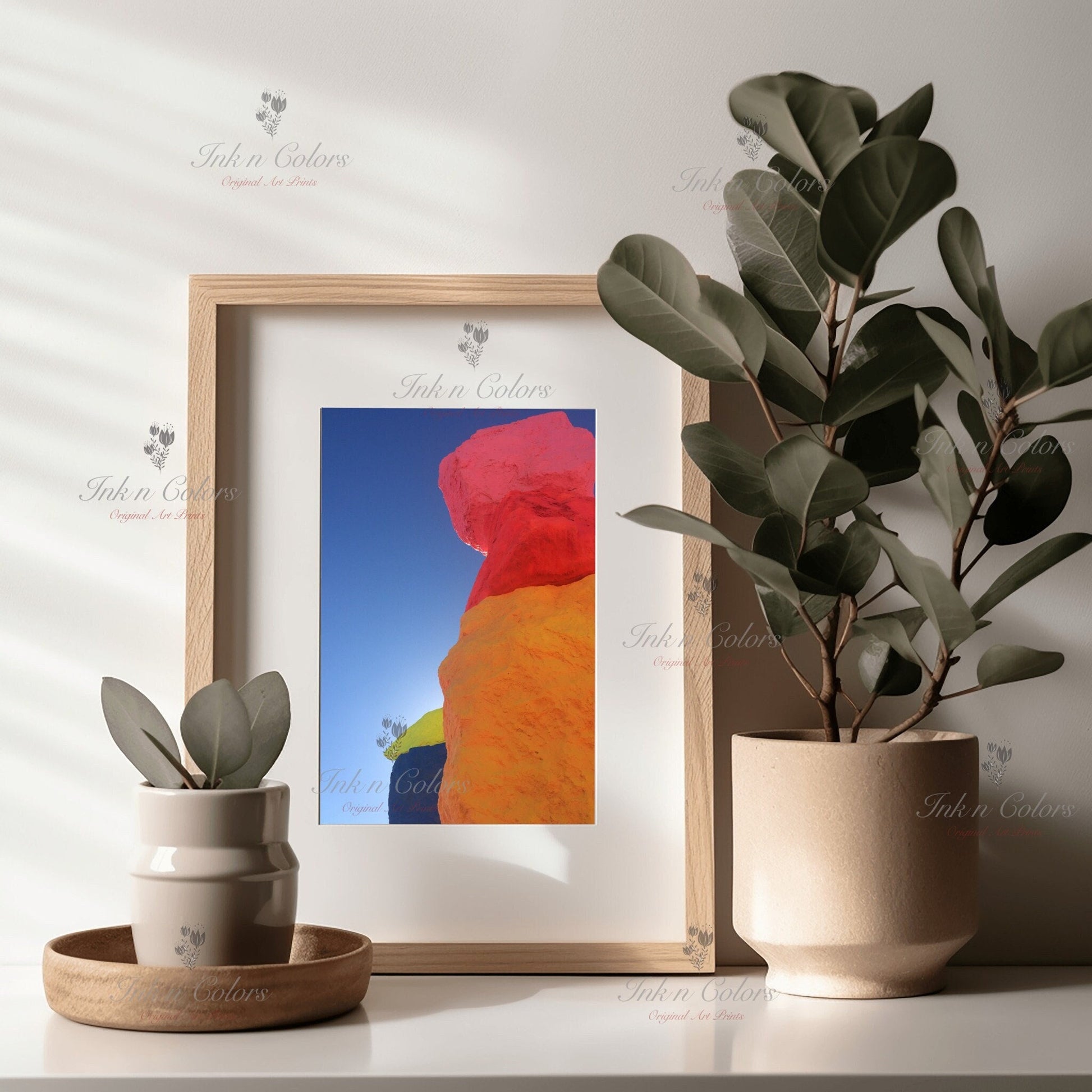 Las Vegas Travel poster - Seven Magic Mountains - Art sculpture - Fine Art photography - Nevada - Abstract photography print