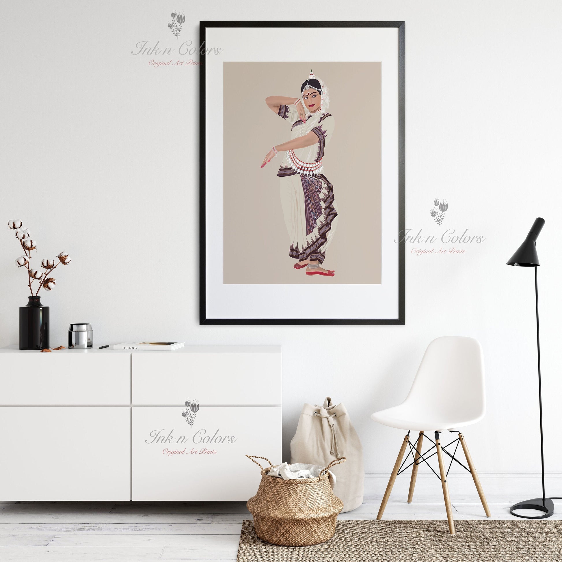Indian Odissi Dancer wall art, Indian Dance art,Wall Decor,Desi Art Print,Drawing,costume,Saree,Digital Illustration,Classical dance, Odisha