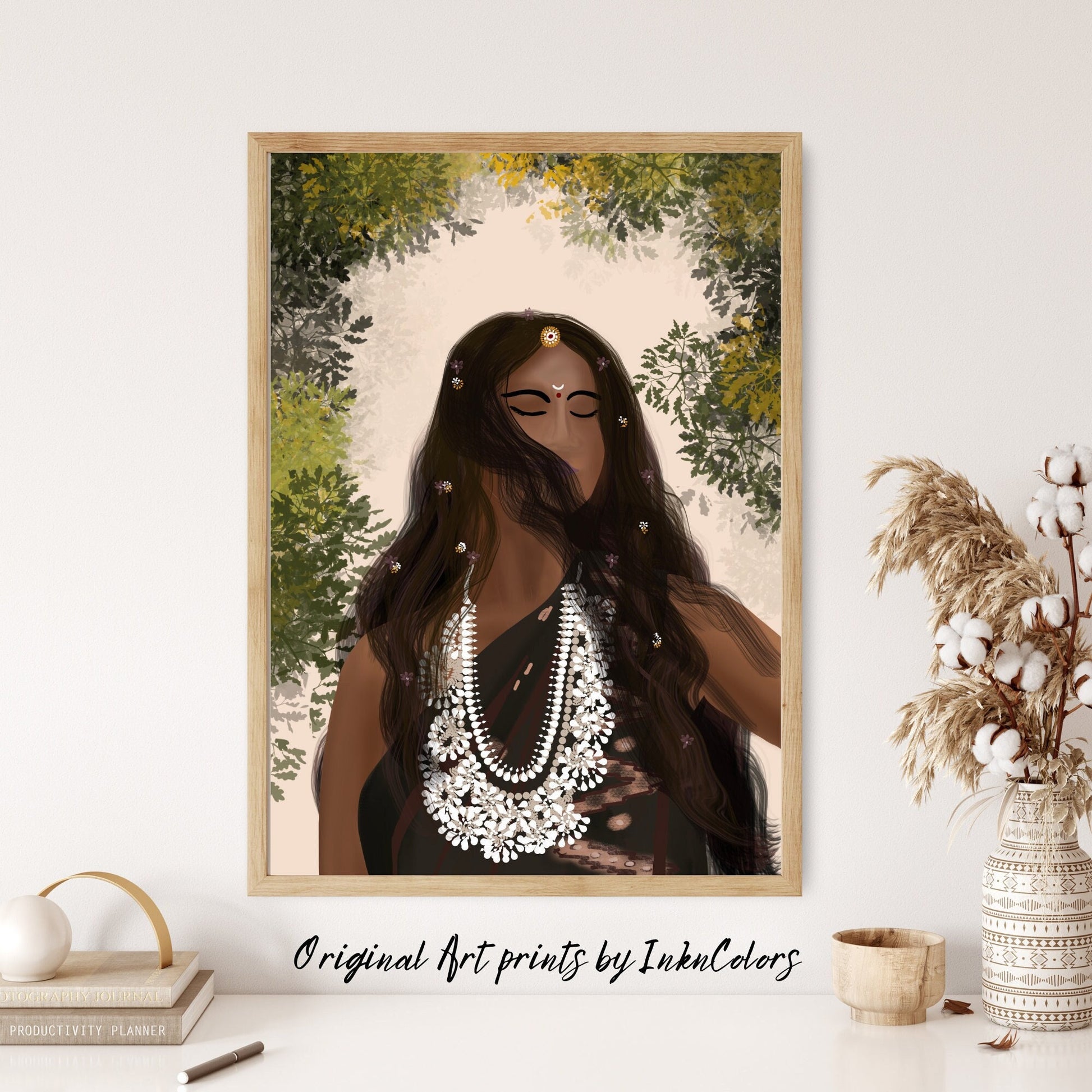 Woman enjoying the wind, Digital Painting, South Asian Bride Art, Brown Girl, Modern Indian Female Art,Desi Art,Indian home decor,Printable