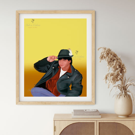 Bollywood Art,DDLJ,Movie Poster,Indian Films,Wall Decor,Desi ArtPrint,Drawing,Retro Poster,Vintage film Poster,UNFRAMED Art Print
