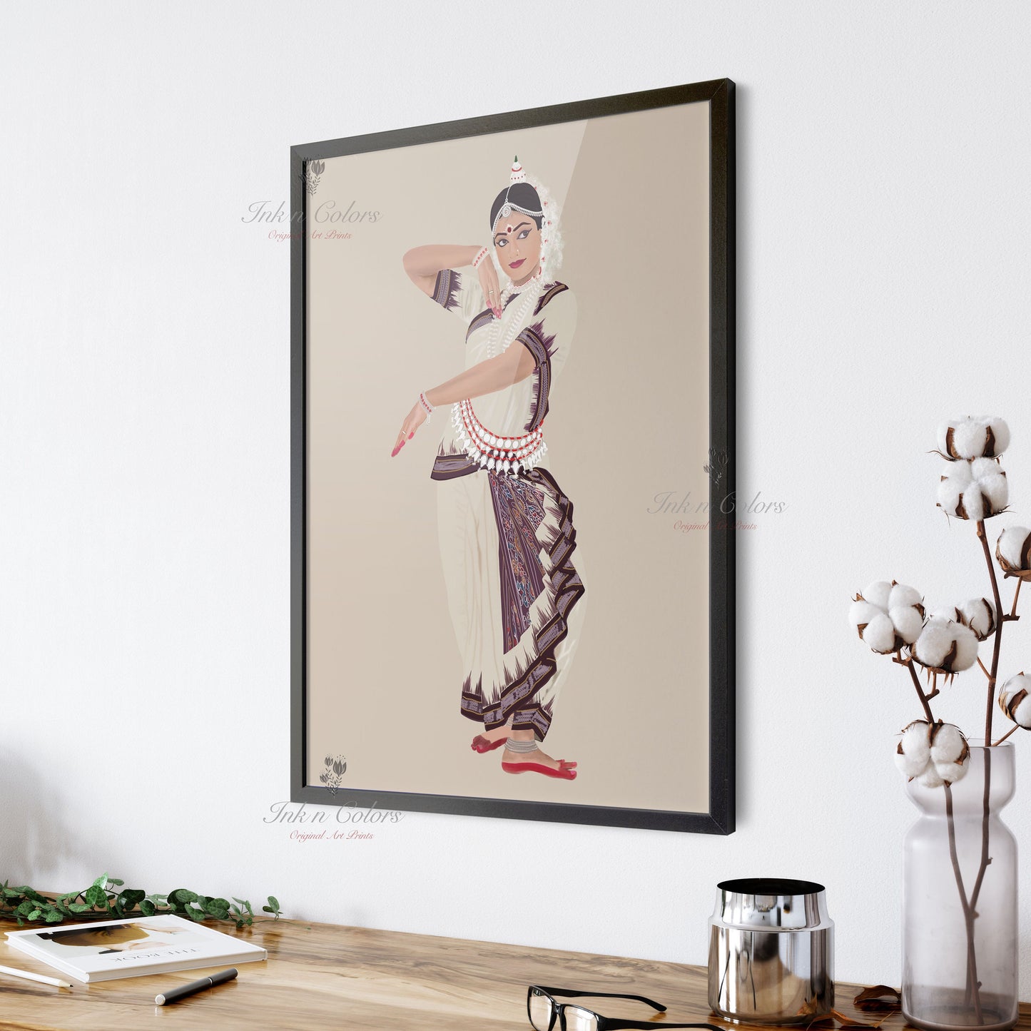 Indian Odissi Dancer wall art, Indian Dance art,Wall Decor,Desi Art Print,Drawing,costume,Saree,Digital Illustration,Classical dance, Odisha