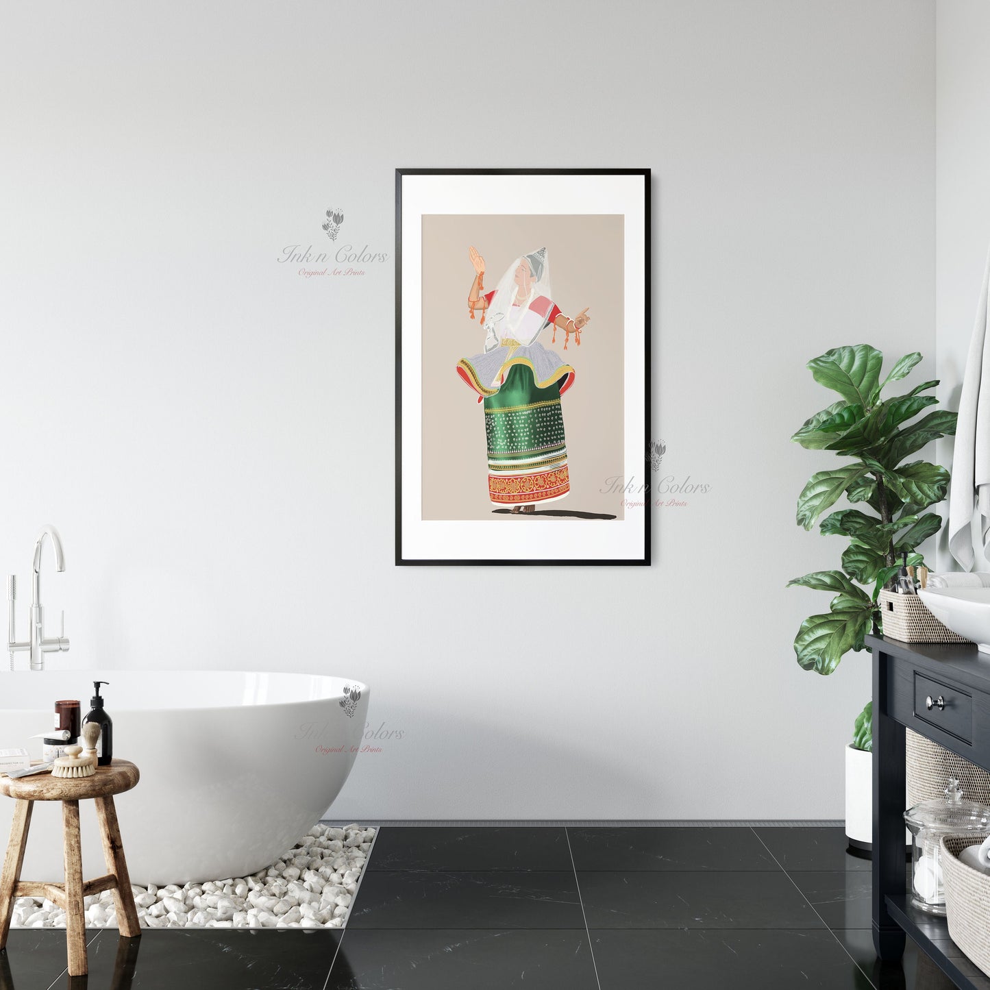 Manipuri dancer, Indian Dance art,Wall Decor,Desi Art Print,Drawing,Retro Poster,Digital Illustration, Classical dance, Manipur