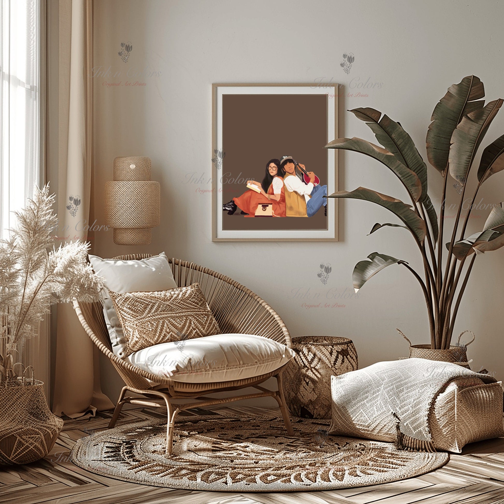 Bollywood Art,DDLJ 1,Movie Poster,Indian Films,Wall Decor,Desi Art Print,Drawing,Retro,Vintage film Poster,UNFRAMED Art Print