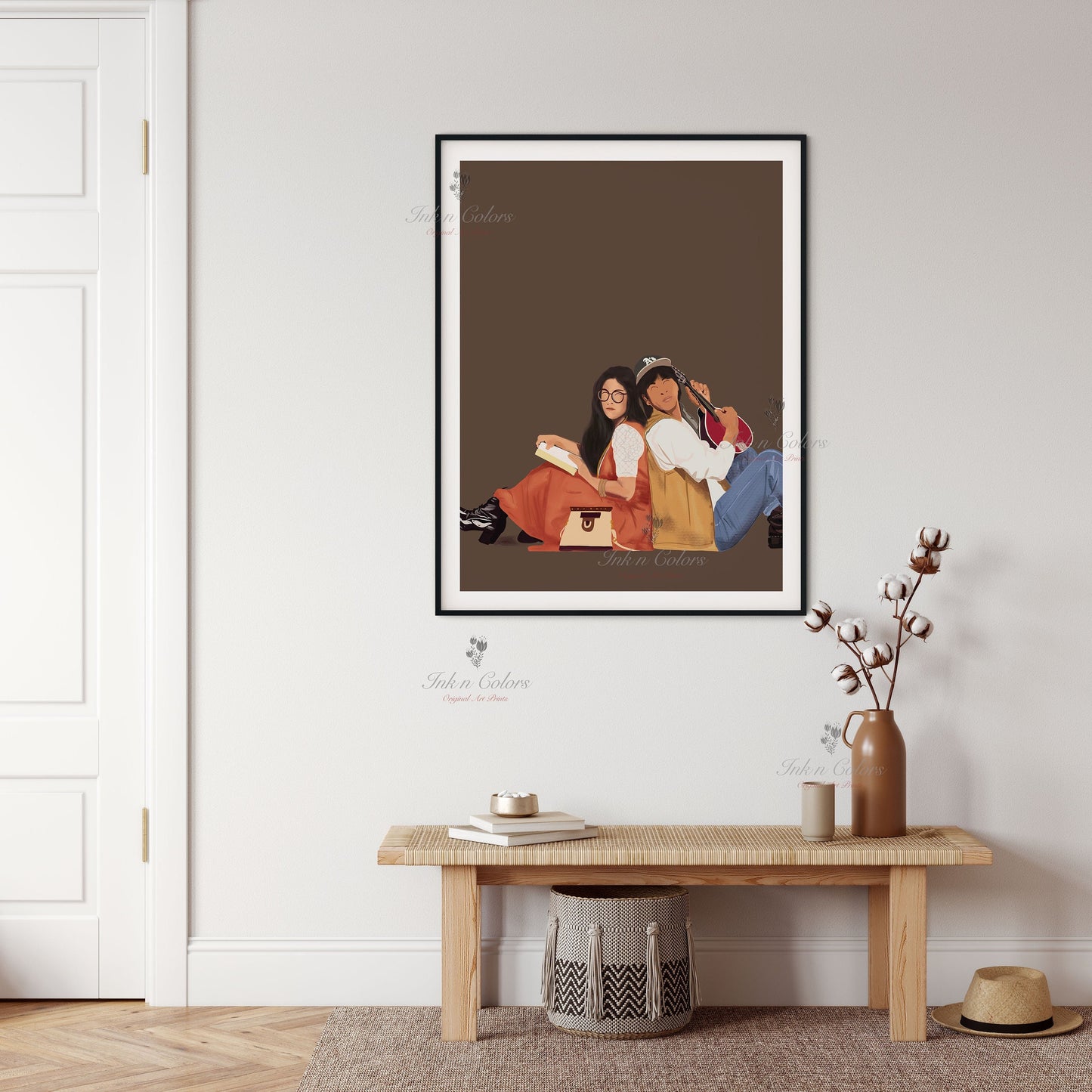 Bollywood Art,DDLJ 1,Movie Poster,Indian Films,Wall Decor,Desi Art Print,Drawing,Retro,Vintage film Poster,UNFRAMED Art Print