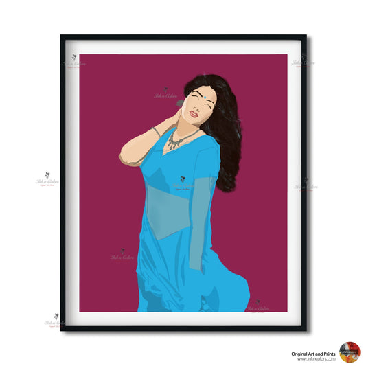 Bollywood Art,Sridevi,Mr. India,Movie Poster,Indian Films,Wall Decor,Desi Art Print,Drawing,Vintage film Poster,UNFRAMED Art Print