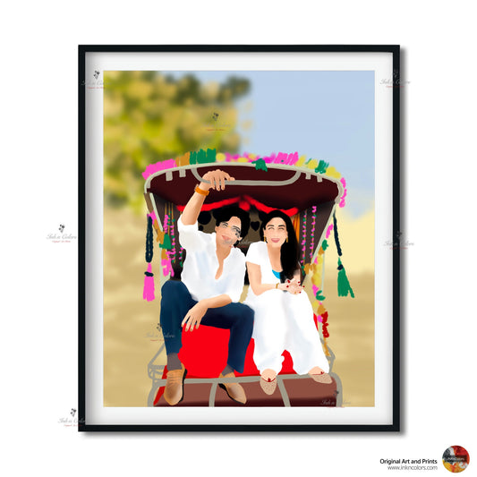 Bollywood Art,Jab We Met,Movie Poster,Indian Films,Wall Decor,Desi Art Print,Drawing,Vintage film Poster,,UNFRAMED Art Print #1
