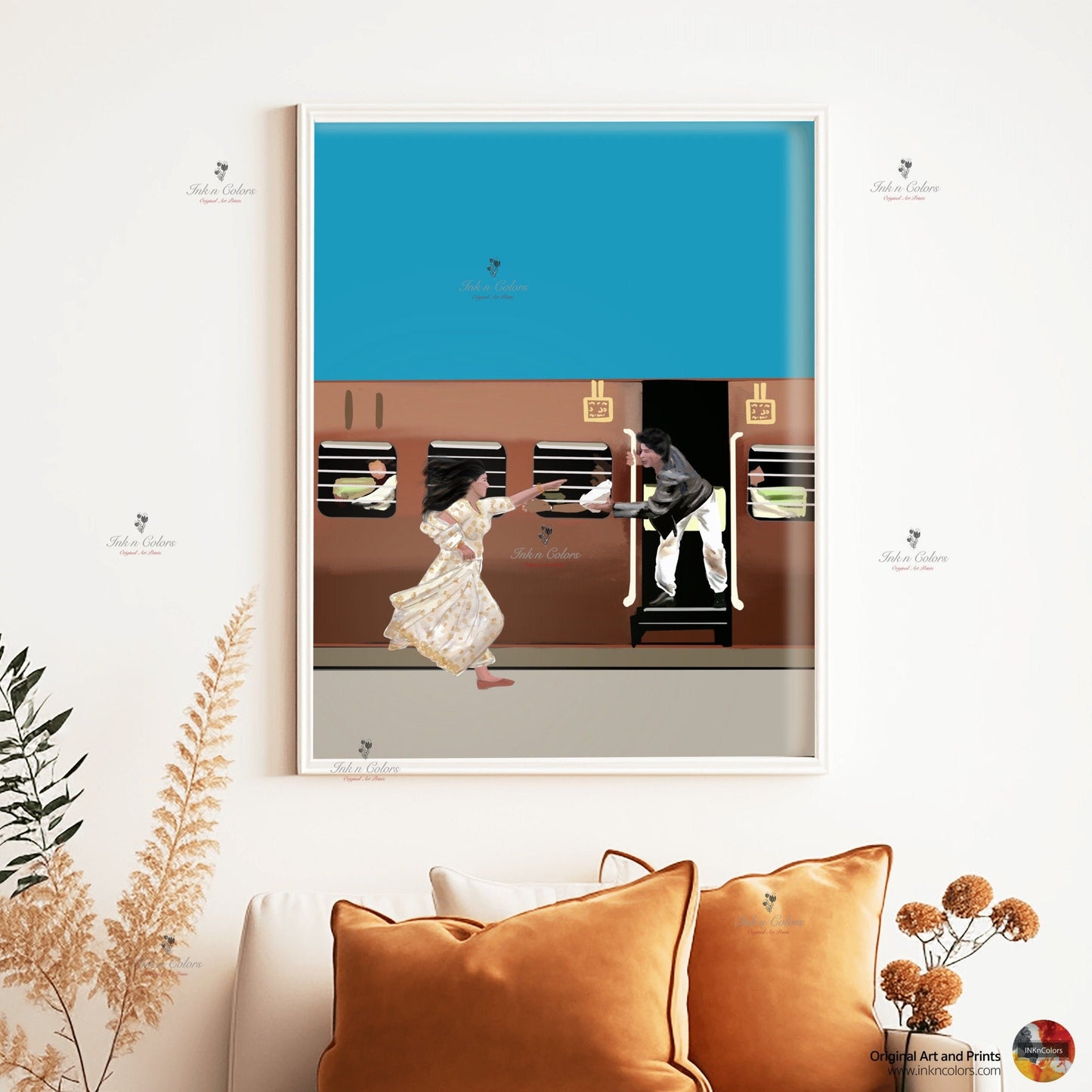 Bollywood Art-Dilwale Dulhaniya le Jayenge,Train scene,DDLJ Movie Poster,Indian Films,Desi gift Art Print,Retro film Poster,UNFRAMED Print 3