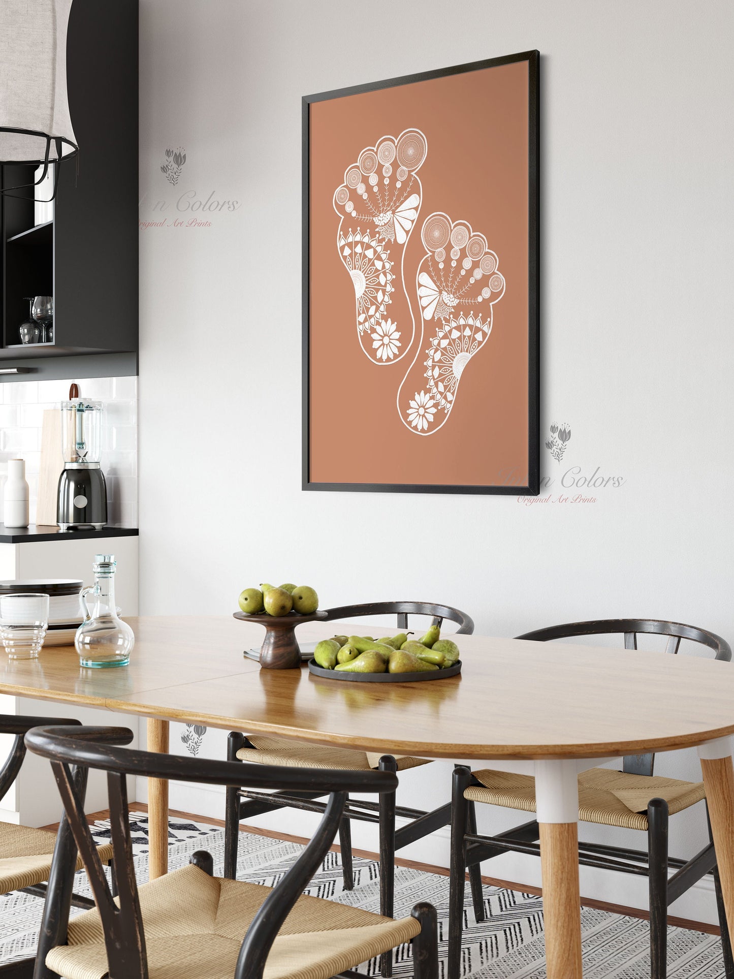 Goddess Laxmi Feet,  wall art,Terracotta Artwork,Madhubani, India Poster,Printable art,illustration,India Art work,Folk art painting