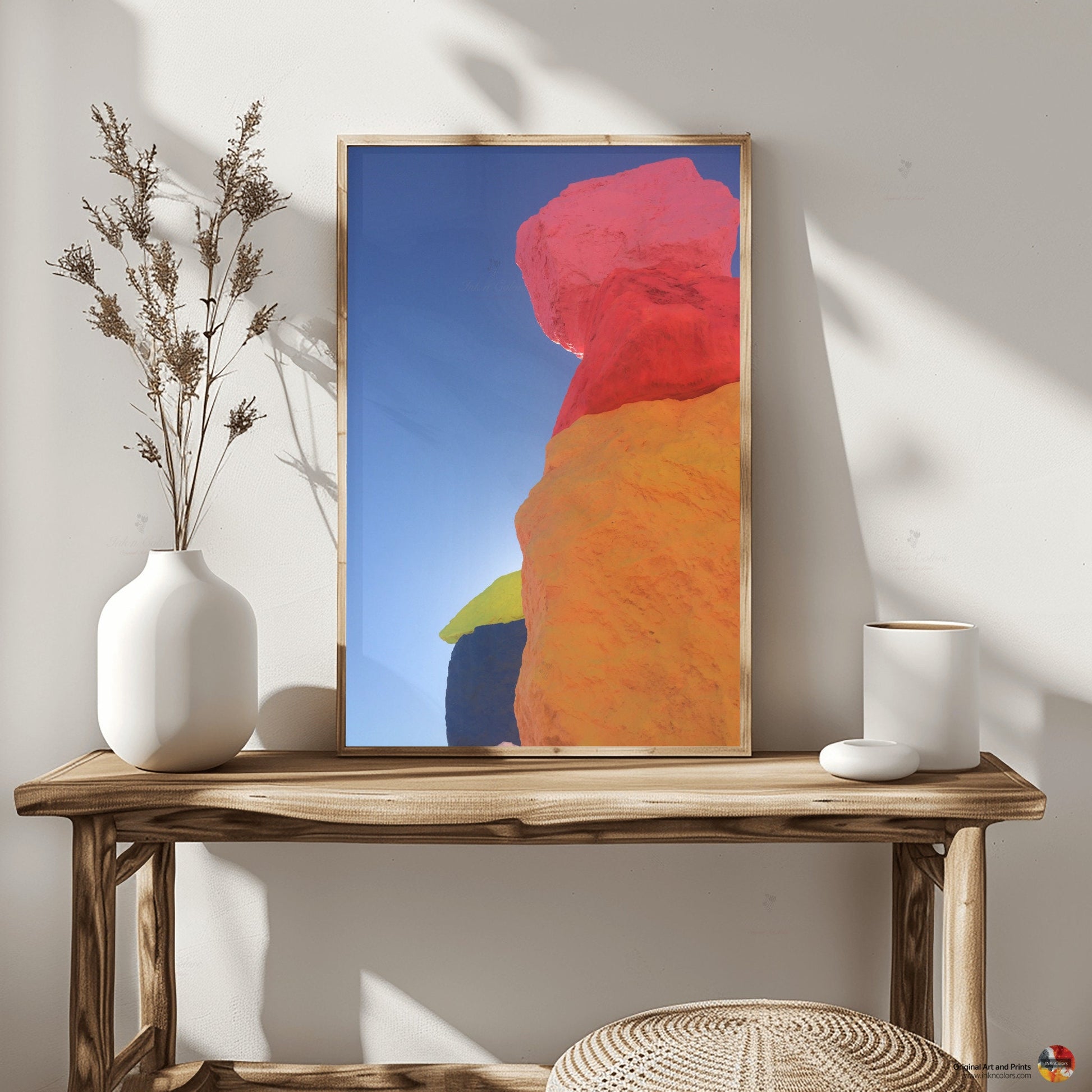 Las Vegas Travel poster - Seven Magic Mountains - Art sculpture - Fine Art photography - Nevada - Abstract photography print