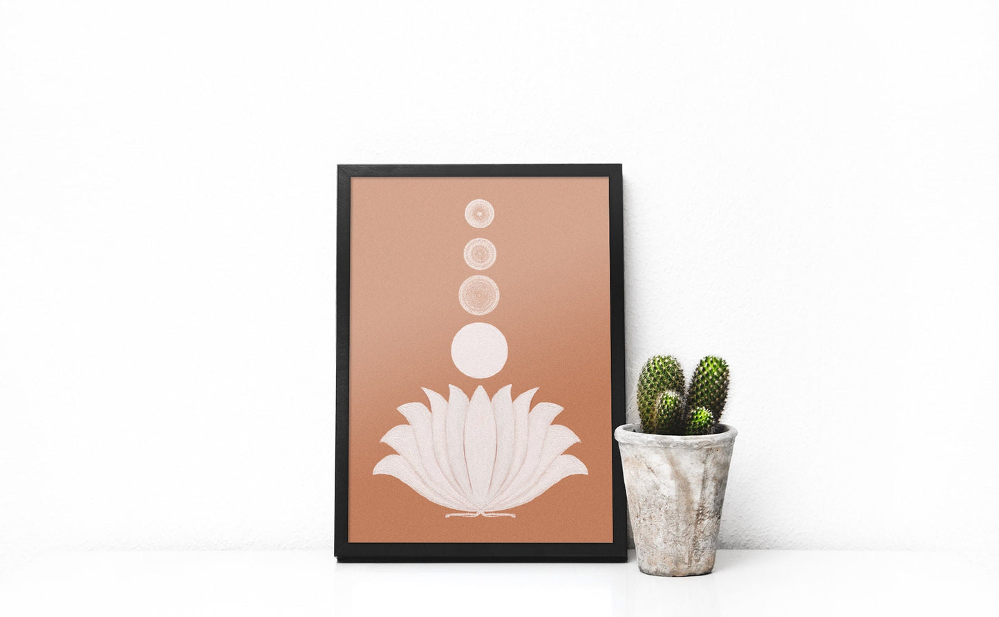 Lotus, Indian Folk Art, South asian art, Terracotta colors, Floral design, Instant print, Symbolic art, Housewarming gift, Wall art, Minimal