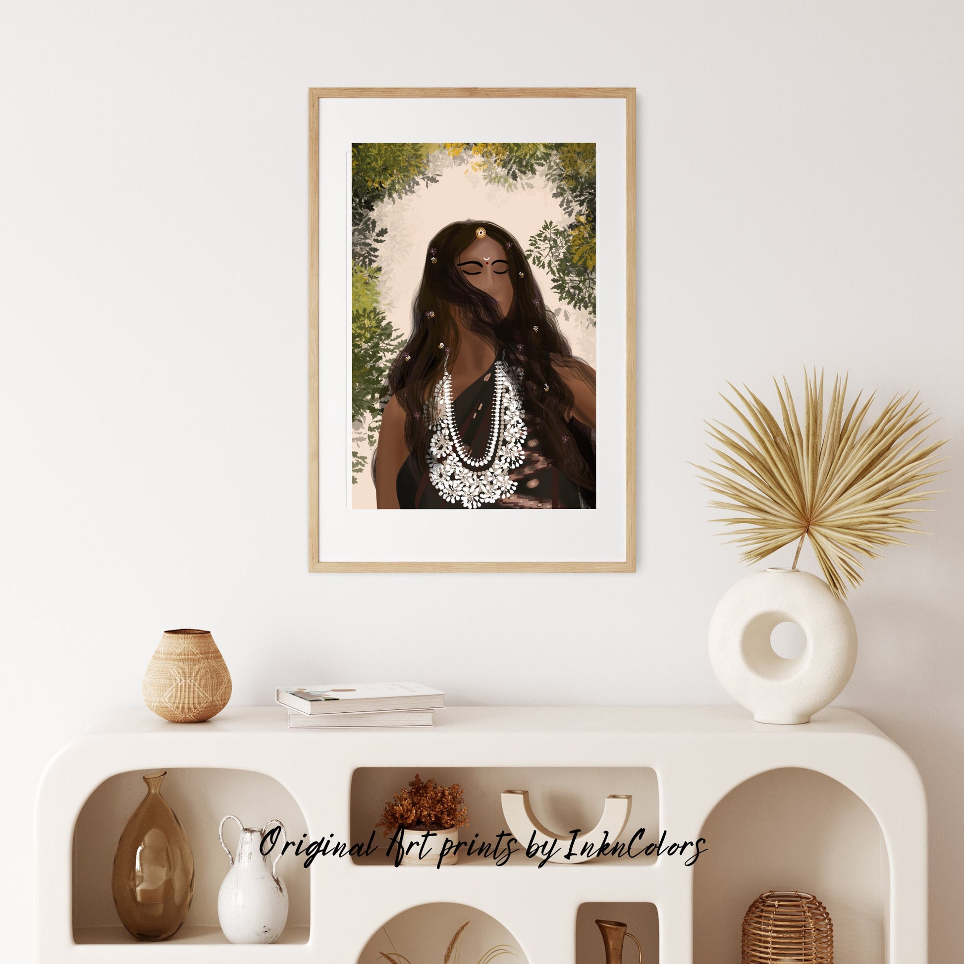 Woman enjoying the wind, Digital Painting, South Asian Bride Art, Brown Girl, Modern Indian Female Art,Desi Art,Indian home decor,Printable