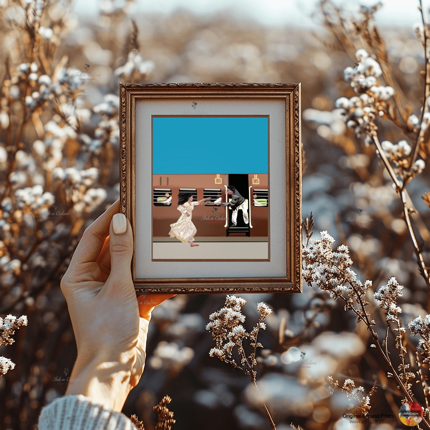 Bollywood Art-Dilwale Dulhaniya le Jayenge,Train scene,DDLJ Movie Poster,Indian Films,Desi gift Art Print,Retro film Poster,UNFRAMED Print 3