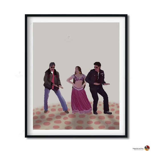 Bollywood Art,Bunty Aur Babli,Kajrare,Movie Poster,Indian Films,Wall Decor,Desi Art Print,Drawing,Vintage film Poster,UNFRAMED Art Print