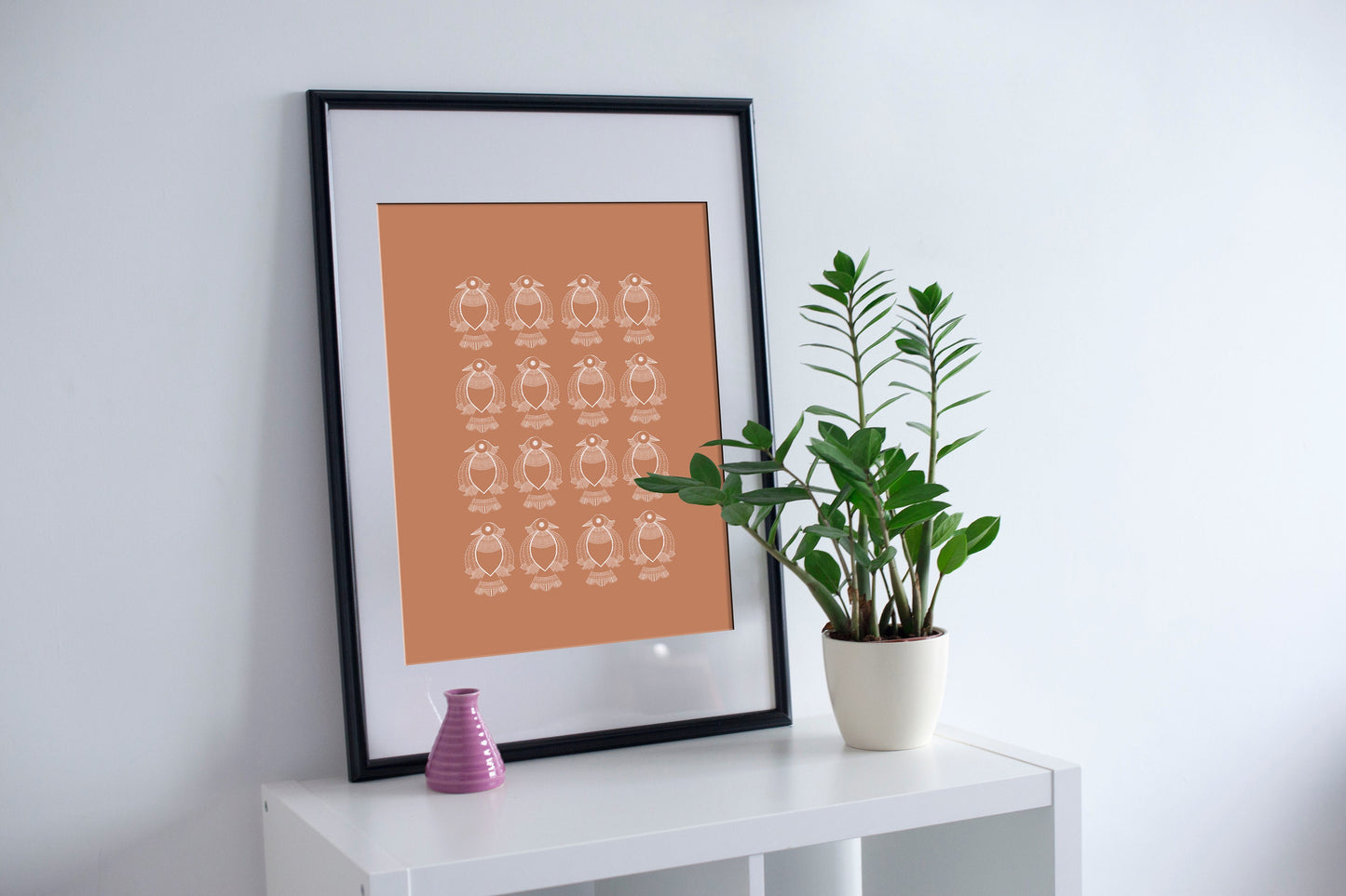 Indian Birds Folk Art  | Terracotta |Mid Century Modern|Boho Home |High Quality Wall Decor| Art Print | Instant | Drawing | minimalistic