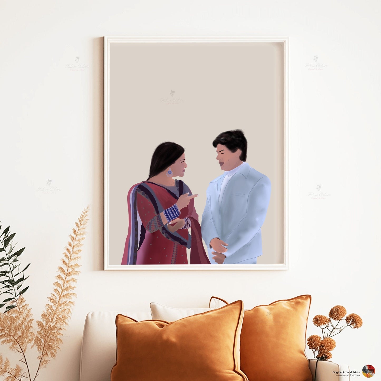 Bollywood Art,Kabhi Kushi Kabhi Gham,Movie Poster,Indian Films,Wall Decor,Desi Art Print,Drawing,Vintage film Poster,UNFRAMED Art Print, #1