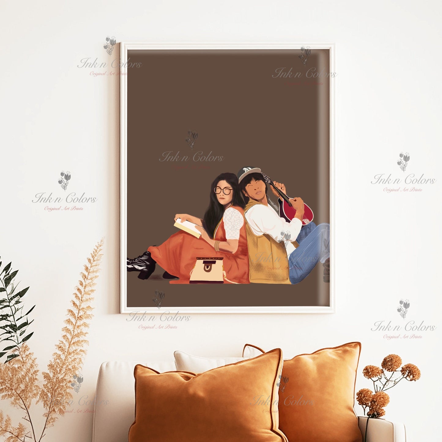 Bollywood Art,DDLJ 1,Movie Poster,Indian Films,Wall Decor,Desi Art Print,Drawing,Retro,Vintage film Poster,UNFRAMED Art Print