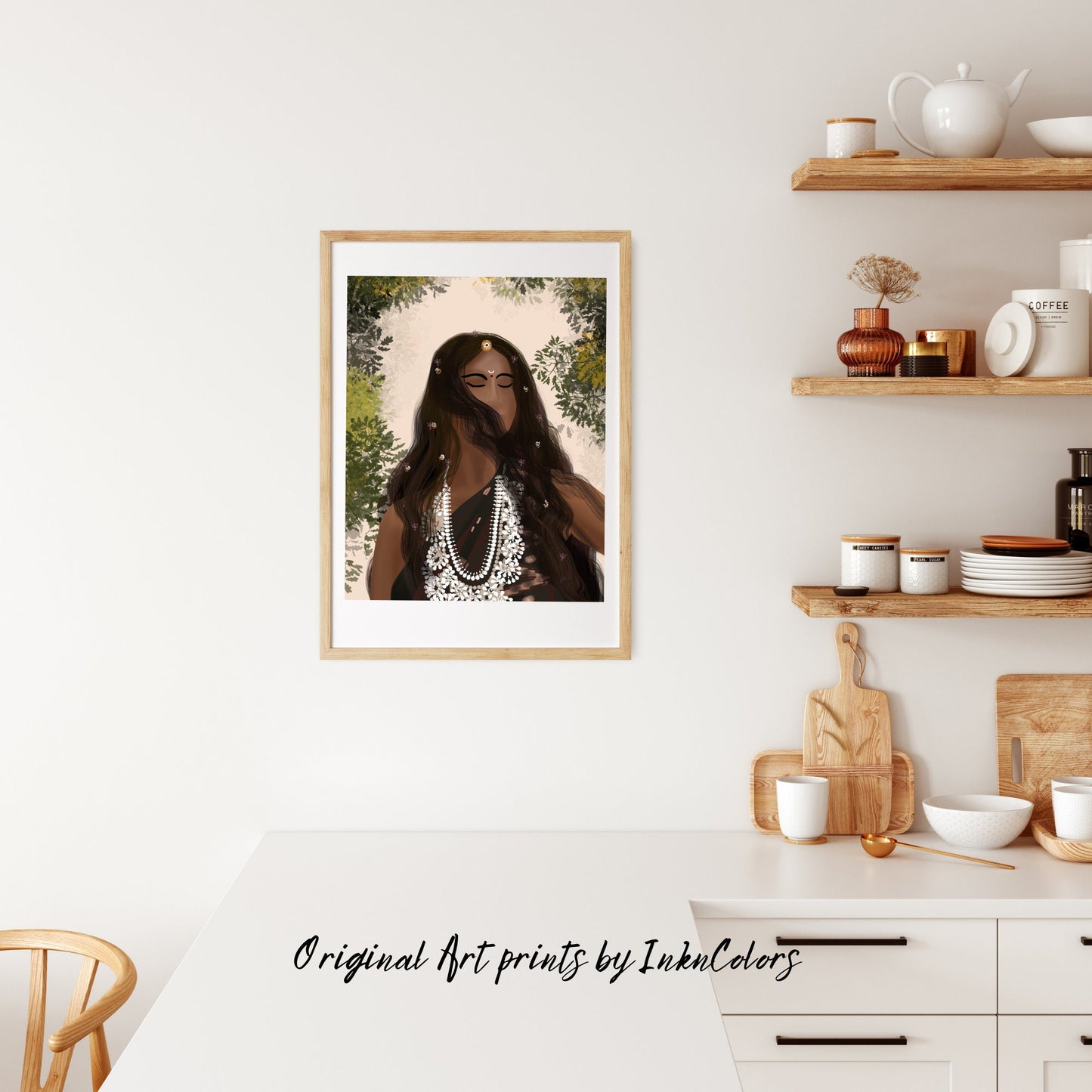 Woman enjoying the wind, Digital Painting, South Asian Bride Art, Brown Girl, Modern Indian Female Art,Desi Art,Indian home decor,Printable