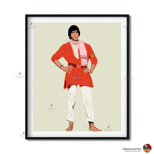 Bollywood Art,Movie Poster,Indian Films,Wall Decor,Desi Art Print,Drawing,Retro Poster,Vintage film Poster Print,UNFRAMED Art Print