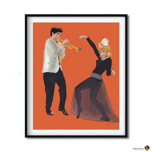 Bollywood Art,Helen Dance,Movie Poster,Indian Films,Wall Decor,Desi Art Print,Drawing,Vintage film Poster,UNFRAMED Art Print