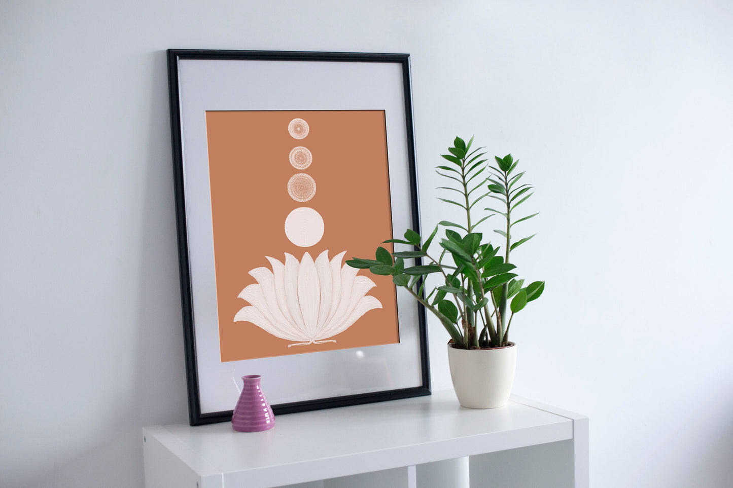 Lotus, Indian Folk Art, South asian art, Terracotta colors, Floral design, Instant print, Symbolic art, Housewarming gift, Wall art, Minimal