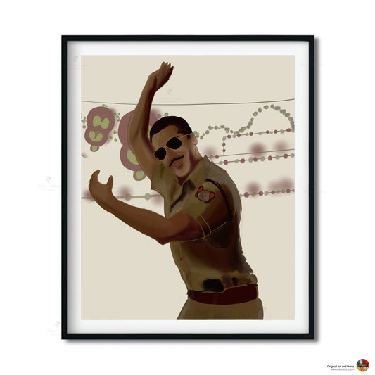 Bollywood Art,Dabangg,Movie Poster,Indian Films,Wall Decor,Desi Art Print,Drawing,Retro Poster,Vintage film Poster,UNFRAMED Art Print