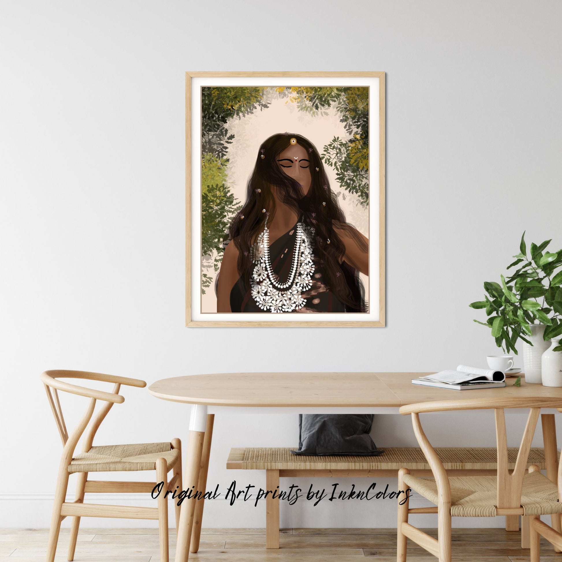 Woman enjoying the wind, Digital Painting, South Asian Bride Art, Brown Girl, Modern Indian Female Art,Desi Art,Indian home decor,Printable