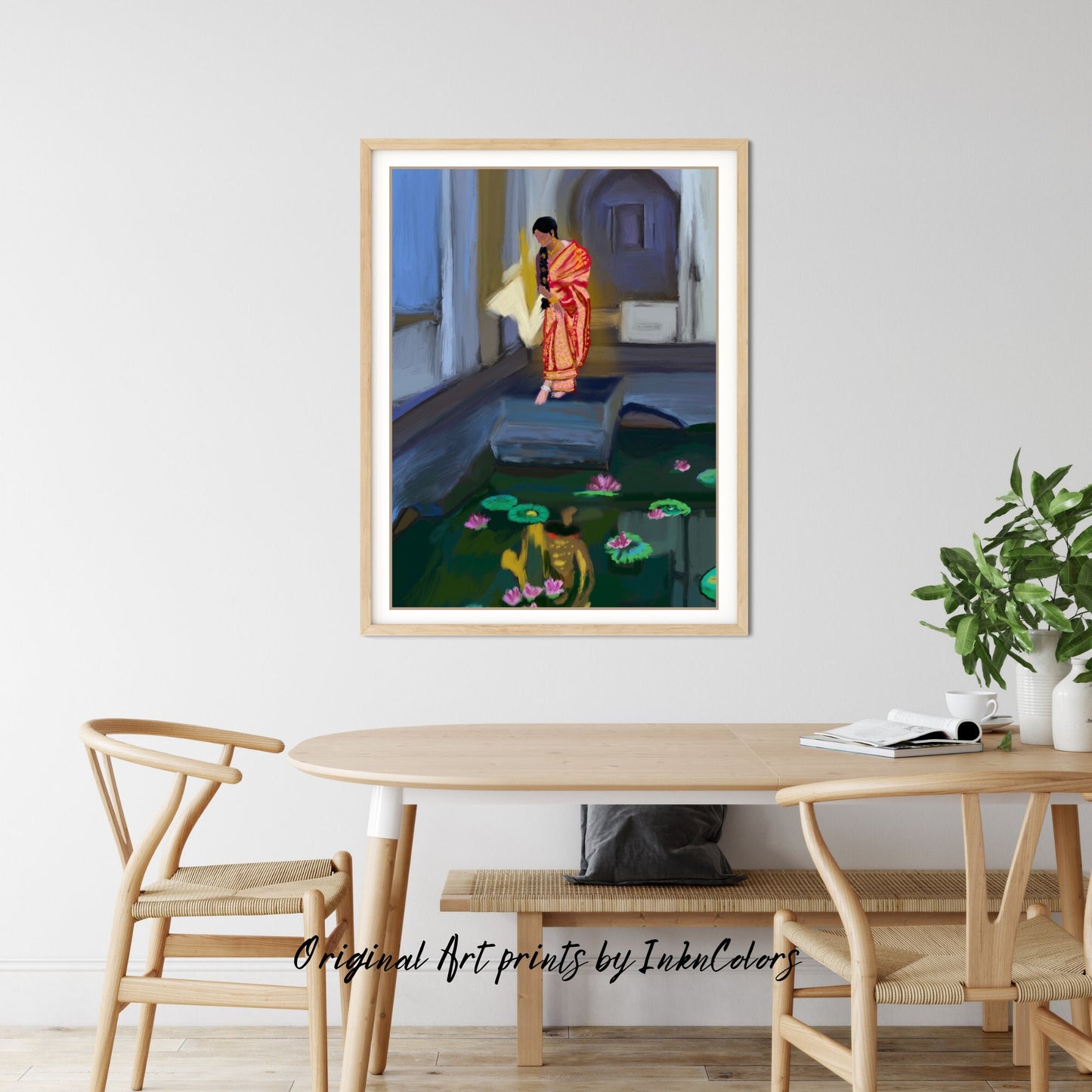 Woman in Bridal Sari, Digital oil Painting, South Asian Bride Art, Brown Girl, Modern Indian Female Art,Desi Art,Indian home decor,Printable