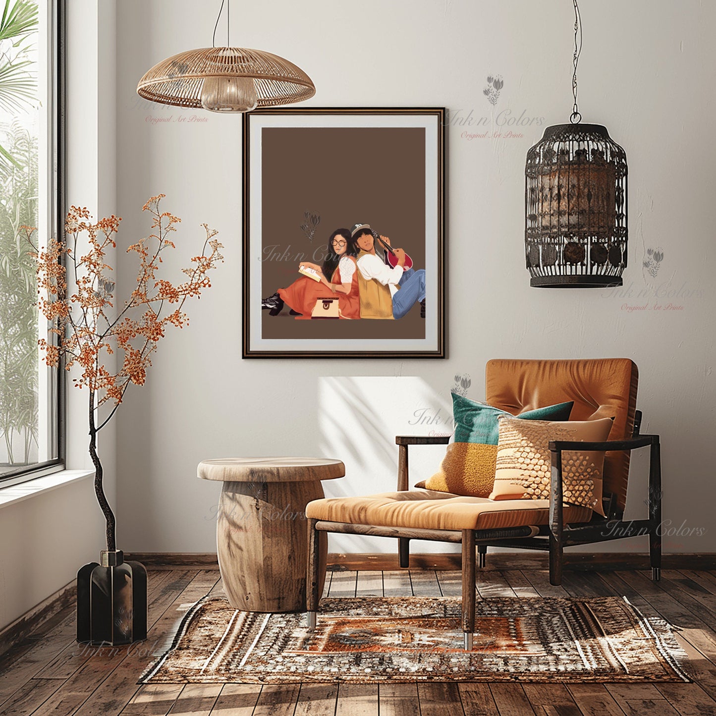 Bollywood Art,DDLJ 1,Movie Poster,Indian Films,Wall Decor,Desi Art Print,Drawing,Retro,Vintage film Poster,UNFRAMED Art Print